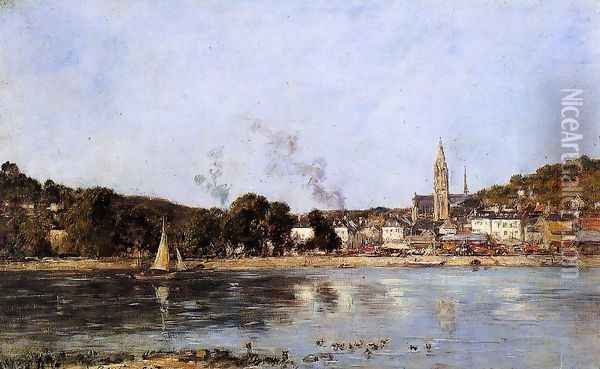 The Seine at Caudebec-en-Caux Oil Painting - Eugene Boudin