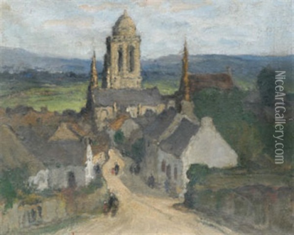 Le Village De Locronan Oil Painting - Louis Marie Desire-Lucas