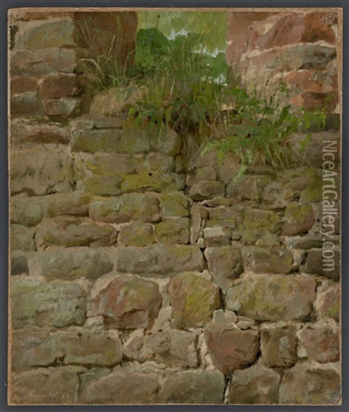 Old Wall In Treysa (north Hesse) Oil Painting - Carl Wilhelm Anton Seiler
