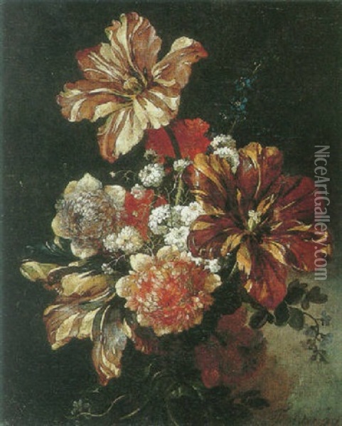 Still Life Of A Bouquet Of Flowers Oil Painting - Jean-Baptiste Belin de Fontenay the Younger