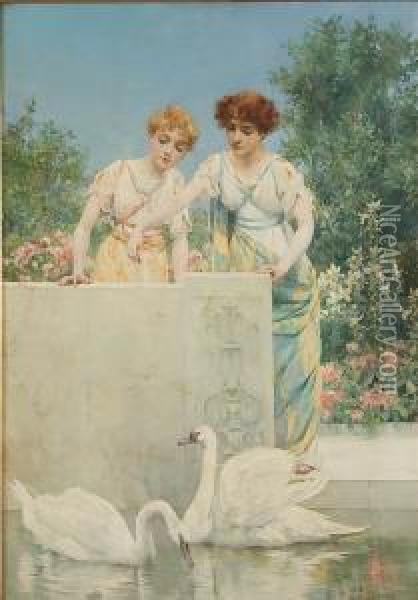Feeding The Swans Oil Painting - Francis Coates Jones