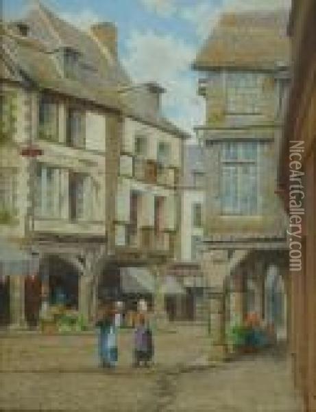 A Street In Dinard, Brittany Oil Painting - John Mulcaster Carrick