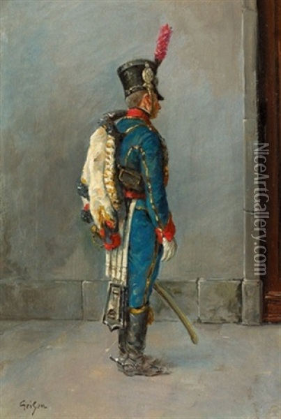Officier Des Hussards Sous Napoleon I Oil Painting - Francois Adolphe Grison