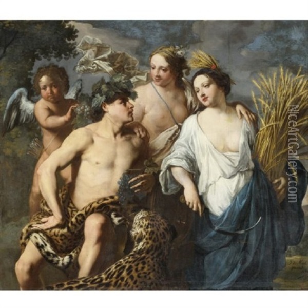 Ceres, Bacchus And Venus (sine Cerere Et Baccho Friget Venus) Oil Painting - Jan Miel