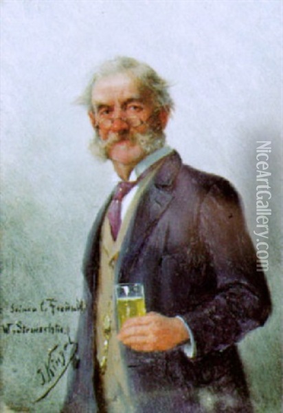 Der Weinkenner Oil Painting - Josef Kinzel