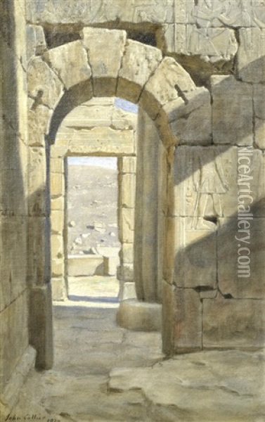 The Roman Arch In The Temple Of Luxor Oil Painting - John Collier