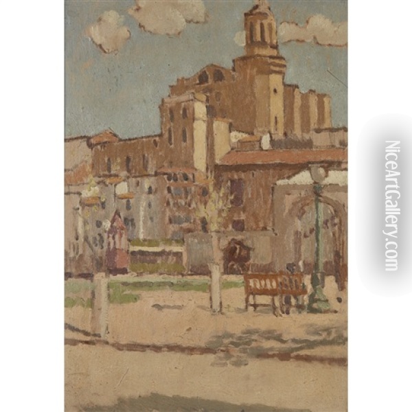 A Spanish Town Oil Painting - Morland Lewis