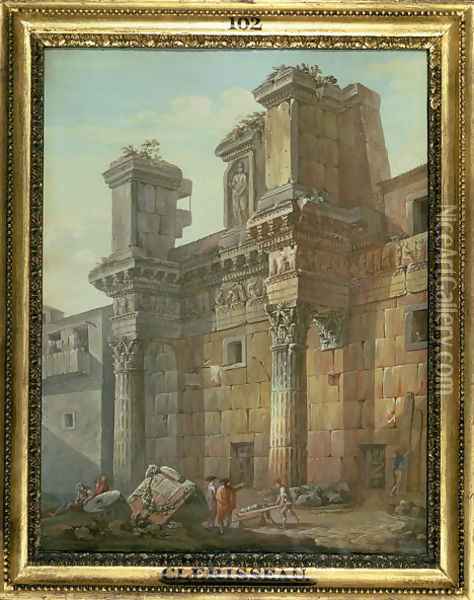 Forum of Nerva Oil Painting - Charles-Louis Clerisseau