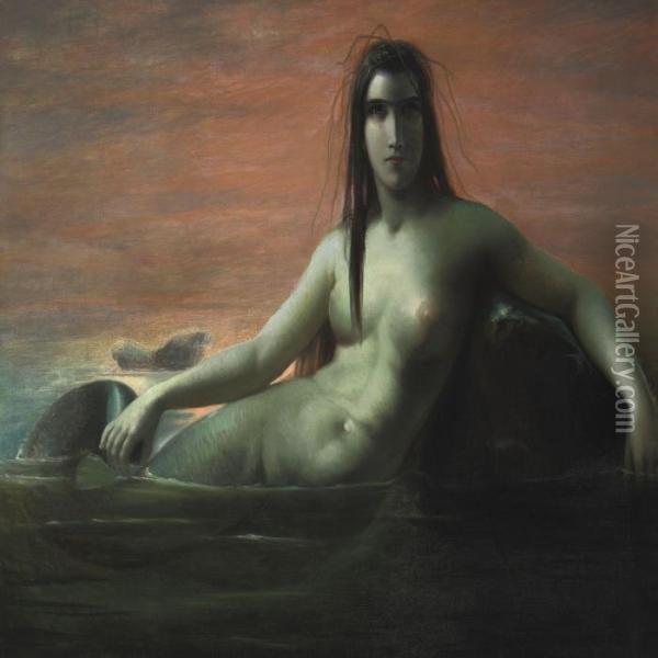 A Mermaid Oil Painting - Anna Maria Elisabeth Jerichau-Baumann