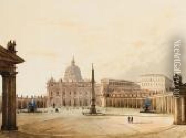 Piazza St. Pietro, Roma Oil Painting - Ippolito Caffi