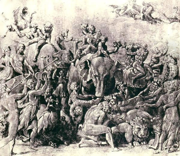 The Triumph of Bacchus in India Oil Painting - Conrad Martin Metz