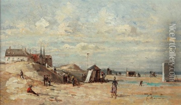 Plage Animee Oil Painting - Gustave Mascart