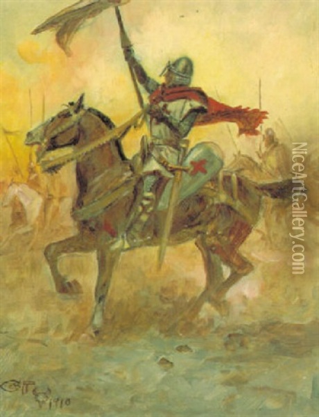 Joan Of Arc Oil Painting - Charles Marion Russell
