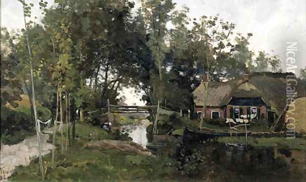 The small bridge, Giethoorn Oil Painting - Willem Bastiaan Tholen