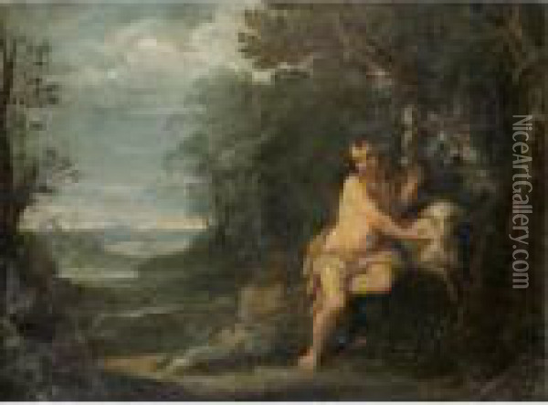 Saint John The Baptist In The Wilderness Oil Painting - Annibale Carracci
