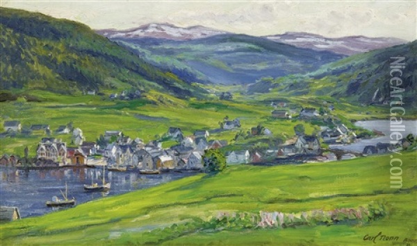 Norheimsund Im Hardanger Fjord Oil Painting - Carl Nonn