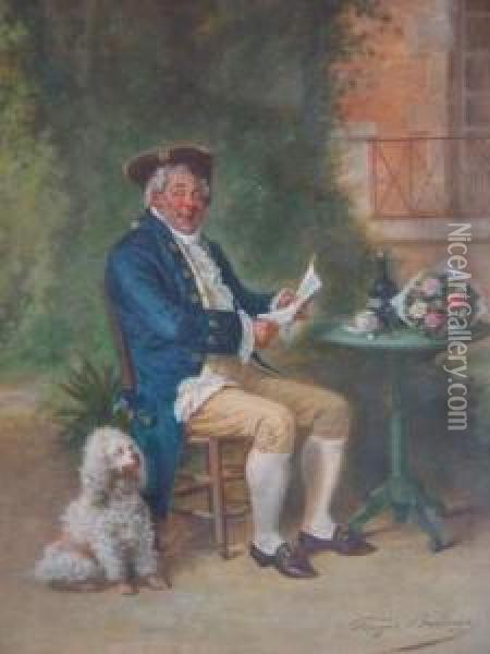 Portrait D'homme Ala Lettre Oil Painting - Louis Georges Brillouin