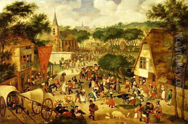 A Village Fair Oil Painting - Jacob I Savery