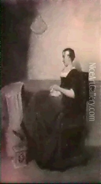 La Tricoteuse Hollandaise Oil Painting - Ernest Meissonier