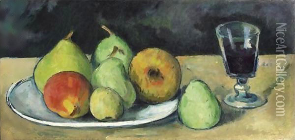 Verre Et Poires Oil Painting - Paul Cezanne