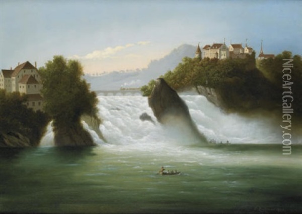 Rheinfall Oil Painting - Johann-Rudolph Buhlmann