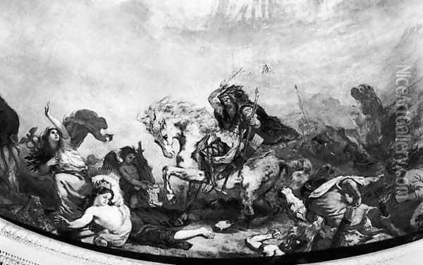 Attila the Hun (c.406-453) and his hordes overrunning Italy and the Arts Oil Painting - Eugene Delacroix