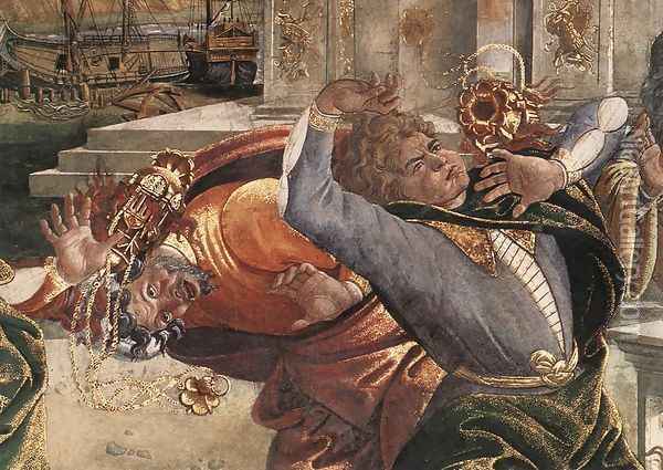 The Punishment of Korah and the Stoning of Moses and Aaron (detail 3) 1481-82 Oil Painting - Sandro Botticelli