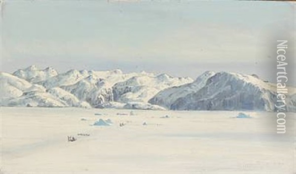 Dogsledding In Greenland Oil Painting - Emanuel A. Petersen