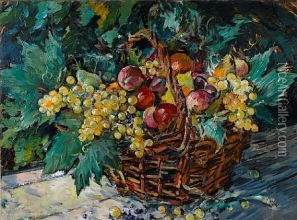 Basket With Fruit Oil Painting - Aleksej K. Korovin