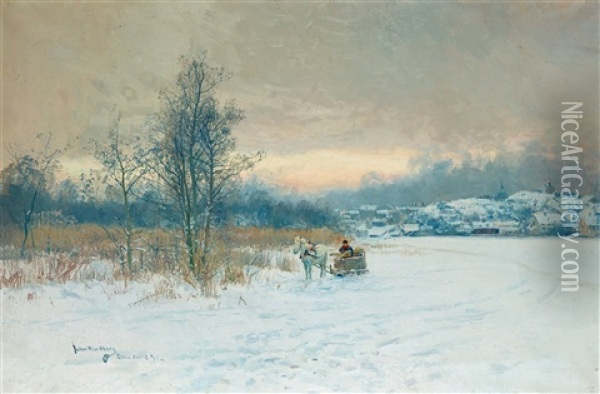 Hammarby Sjo, Sickla Sund Oil Painting - Johan Kindborg