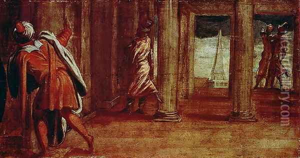 The Prostration of Bathsheba, c.1548 Oil Painting - Jacopo Tintoretto (Robusti)