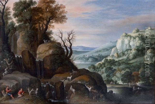 Paysage De Riviere Avec Une Scene Pastorale Oil Painting - Marten Ryckaert