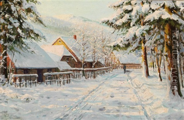 Ein Wintertag Oil Painting - Walter Moras