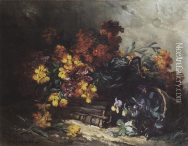 Levkojen Und Veilchen In Korb Oil Painting - Eugene Claude