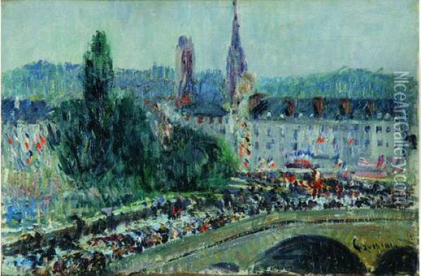  Pont Anime A Rouen  Oil Painting - Gustave Loiseau