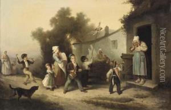 Returning From The Fair Oil Painting - Alexander Hohenlohe Burr