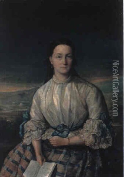 Retrato De Antonia Dal-re Placci Oil Painting - Bernardo Lopez Piquer
