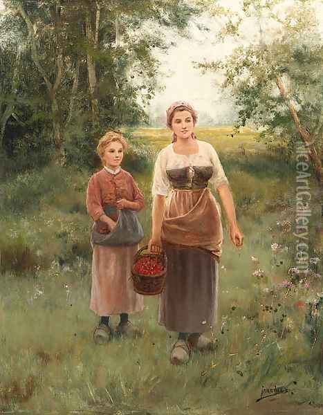 The berry pickers Oil Painting - Jose Maria Jardines