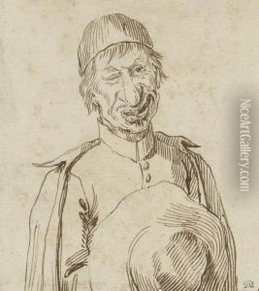 Caricature Of Pere Conti Of The French Mission In Rome Oil Painting - Pier Leone Ghezzi