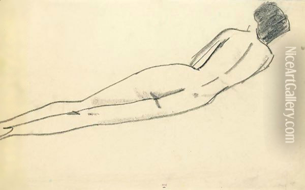 Nu Allonge De Dos Oil Painting - Amedeo Modigliani