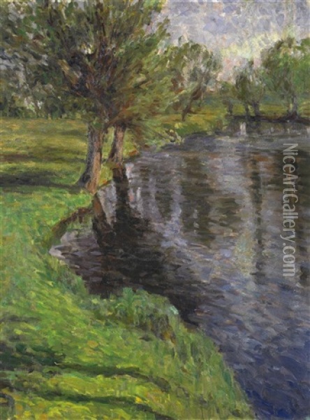Weiden Am Teich Oil Painting - Oskar Moll