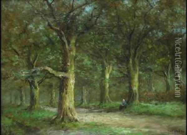 Die Rast Im Wald Oil Painting - Jan Van Der Linde