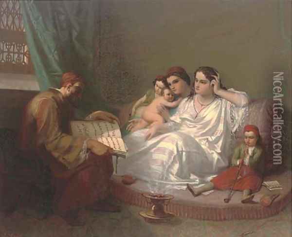 The reading Oil Painting - Julius Joseph Gaspard Starck