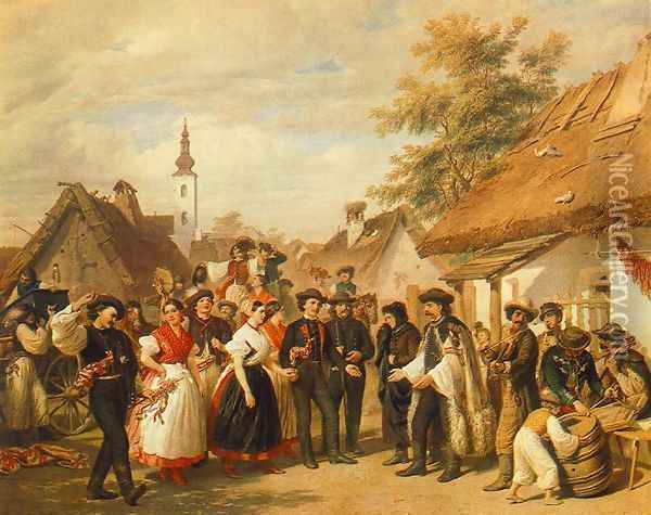 A meny megerkezese, 1856 Oil Painting - Miklos Barabas