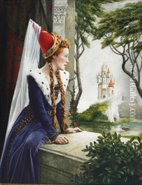 Rapunzel (castles In The Air) Oil Painting - Alfred Lyndon Grace