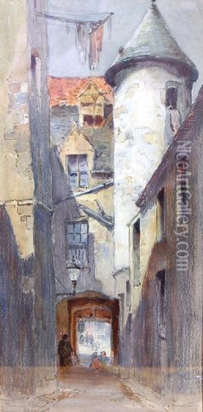 Playhouse Close, Edinburgh Oil Painting - Albany E. Howarth