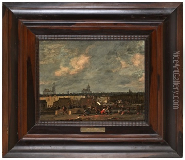Krutmagasinsexplosionen I Delft 1654 Oil Painting - Adriaen Lievensz van der Poel