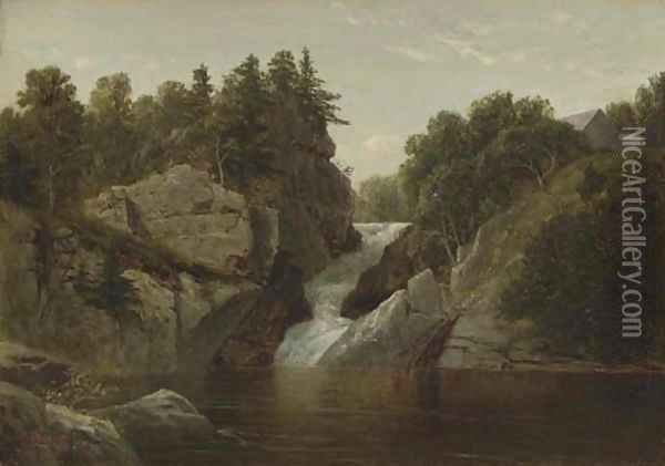 Waterfall at Norwich, Connecticut Oil Painting - David Johnson