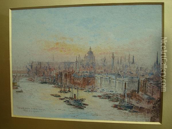 The Thames From Tower Bridge Oil Painting - Frederick E.J. Goff