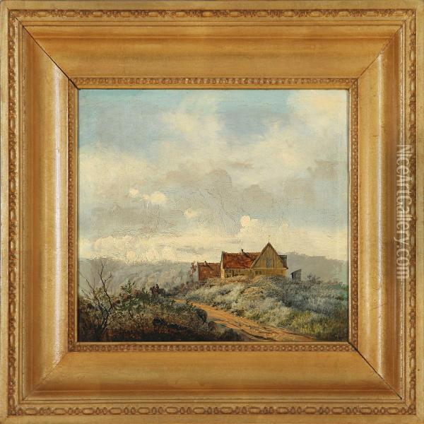 House In A Hilly Landscape Oil Painting - H. Bloch